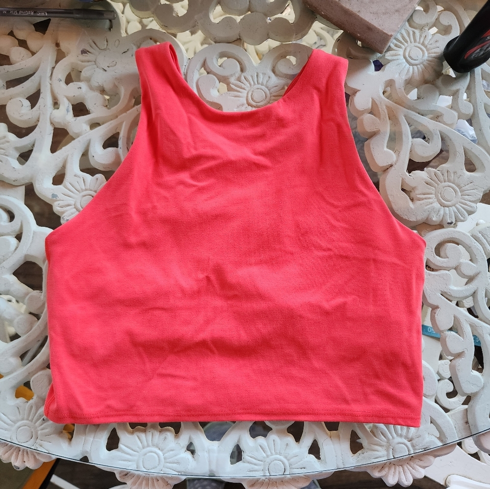 athleta bright coral soft crop top